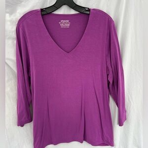 Chico’s the ultimate tee shirt, purple, long sleeve, Women’s Large
